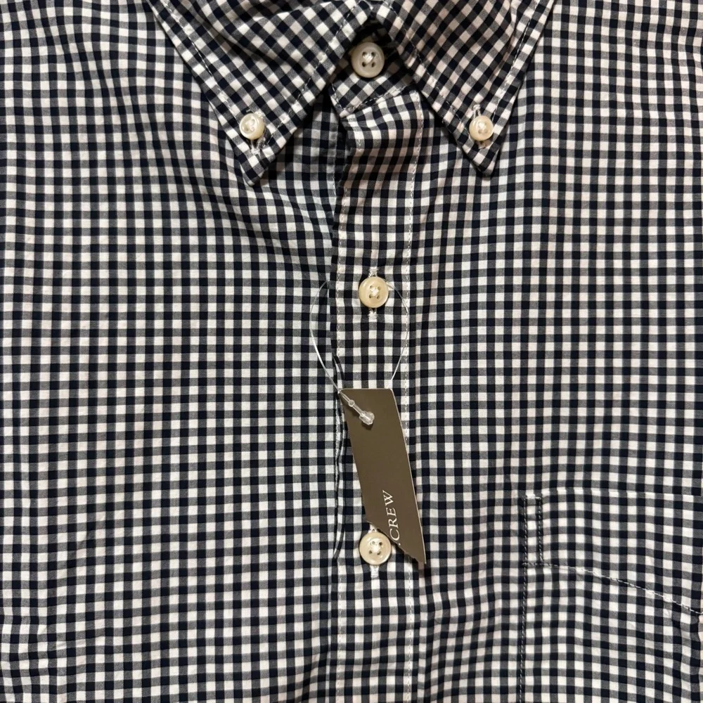 NWT J. Crew Secret Wash Cotton Plaid Check Button Down Shirt Navy White Size M